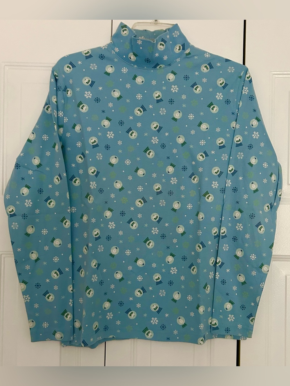 🐢 EUC Snow Globe Blue Mock Turtleneck, 100% Cotton, M